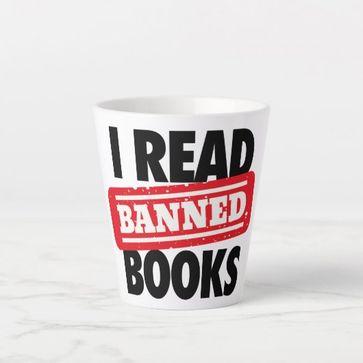 Lest Banned Books Latte Tasse (Vorderseite)