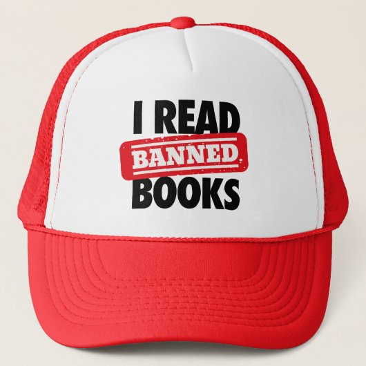 Lest Banned Books Trucker Hat Truckerkappe (Vorderseite)