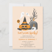 Lest Get Spooky Niedliche Geburtstag Halloween Einladung (Vorderseite)