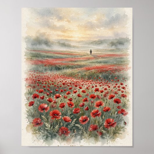 Lest We Forget Gedenkmohn Aquarell Poster (Vorne)