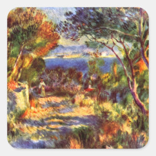 L'Estaque von Pierre Renoir, Vintage Impressionism Quadratischer Aufkleber