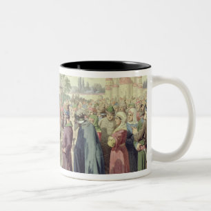 Lesung des Codes Zweifarbige Tasse