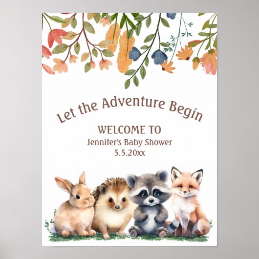  let adventure begin animals baby shower welcome poster (Vorne)
