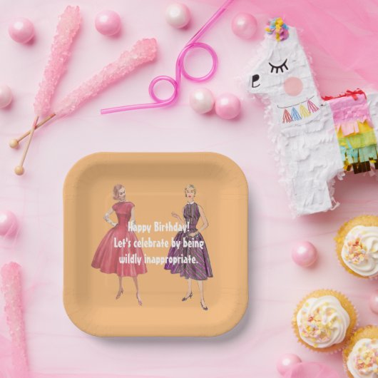 Let Be Ineigenate Funny Retro Birthday Square Pappteller (Party)