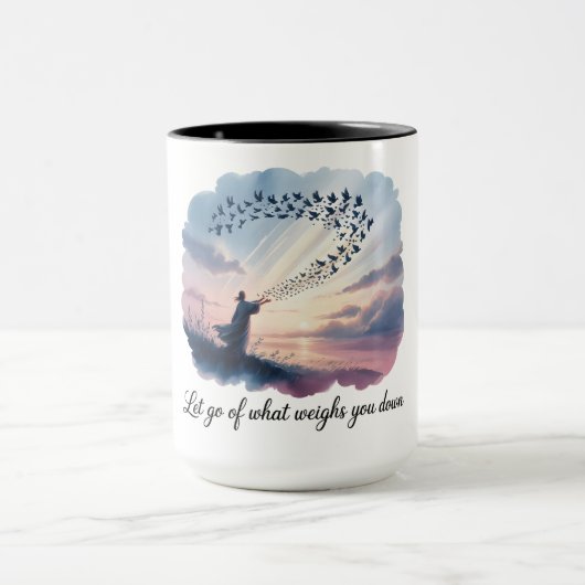 Let Go - Watercolor Dove Flight Mug Tasse (Zentrum)