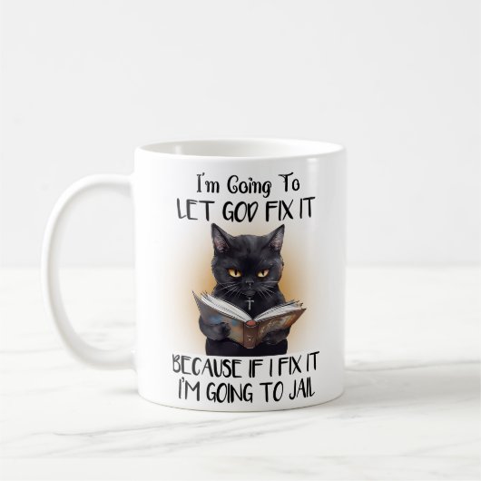 Let God Funny Cat Mug Kaffeetasse (Links)