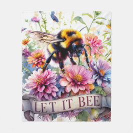 Let It Bee – Watercolor Bumblebee Spring Floral  Fleecedecke