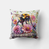 Let It Bee – Watercolor Bumblebee Spring Floral Kissen (Rückseite)