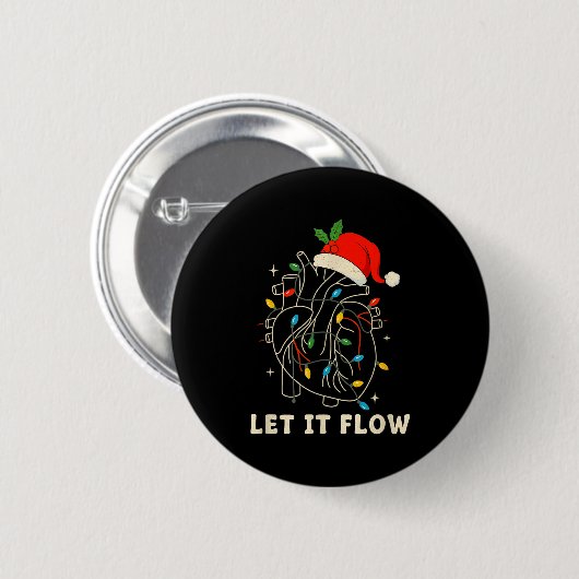 Let It Flow Funny Anatomical Heart Christmas, Medi Button (Vorne & Hinten)