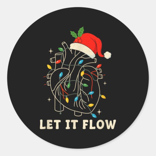 Let It Flow Funny Anatomical Heart Christmas, Medi Runder Aufkleber (Vorderseite)