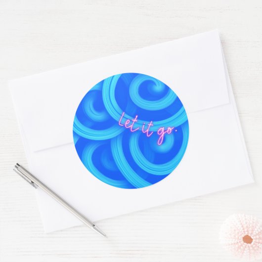 Let It Go Sticker – Blue Swirl Motivational Round (Umschlag)
