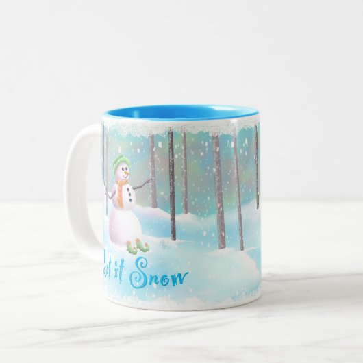 "Let it Snow" 11 oz Snowman Tasse (Vorderseite Links)