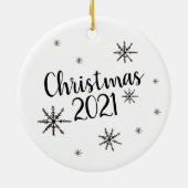Let it Snow Black and White Snowflake Keramik Ornament (Hinten)