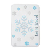 Let It Snow Blue Silver Gray Snowflakes Badematte (Vorderseite Vertikal)