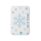Let It Snow Blue Silver Gray Snowflakes Badematte (Vorderseite Vertikal)