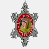 Let It Snow Christmas Photo Template Snowflake Schneeflocken Zinn-Ornament (Links)