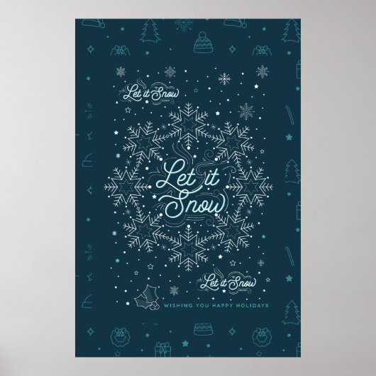 Let It Snow Christmas Poster 24x36 / Schwarz (Vorne)