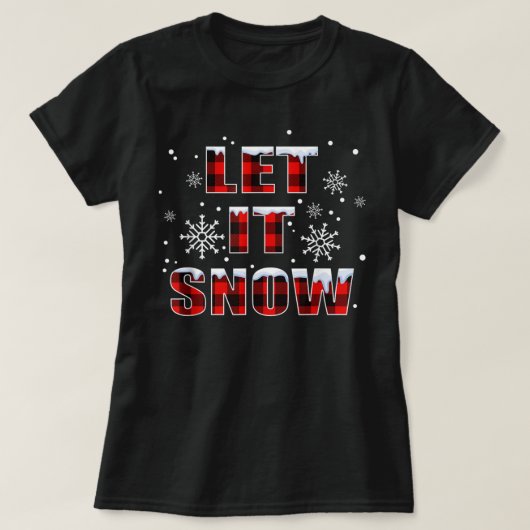 Let It Snow Christmas Snowflake Buffalo Plaid T-Shirt (Design vorne)