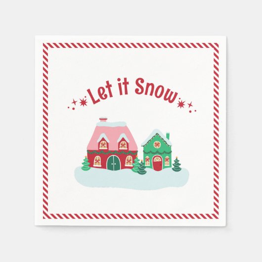 Let it Snow Christmas Village Cocktail Napkins Serviette (Vorderseite)