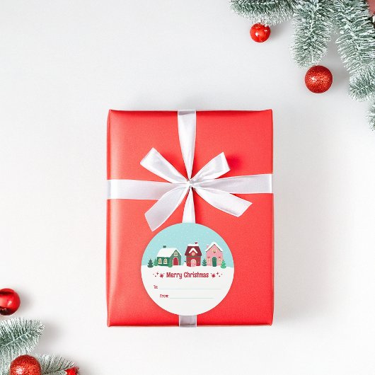 Let it Snow Christmas Village Gift Tag Sticker