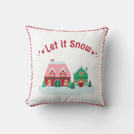 Let it Snow Christmas Village Throw Pillow Kissen