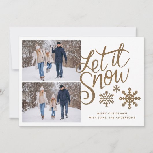 Let it Snow Christmas Weihnachten Urlaub 2 Foto-Ka (Vorderseite)