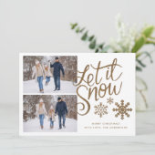 Let it Snow Christmas Weihnachten Urlaub 2 Foto-Ka (Stehend Vorderseite)