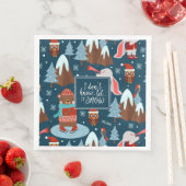 Let it Snow Cute Animal with Name Blue Christmas Serviette (Beispiel)