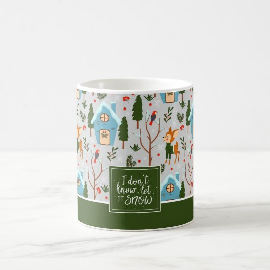 Let it Snow Cute Reindeer Name Green Christmas Kaffeetasse (Mittel)