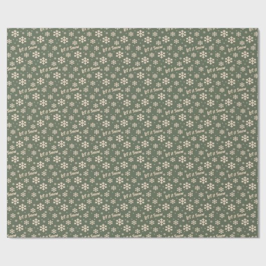 Let It Snow Holiday Wrapping Paper - Green Geschenkpapier (Flach)