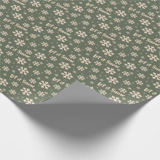Let It Snow Holiday Wrapping Paper - Green Geschenkpapier (Ecke)