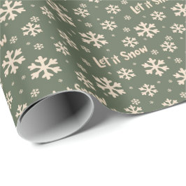 Let It Snow Holiday Wrapping Paper - Green Geschenkpapier