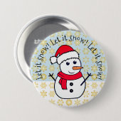 "Let it Snow" kawaii Schneemann Button (Vorne & Hinten)