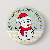 "Let it Snow" kawaii Schneemann Button (Vorderseite)