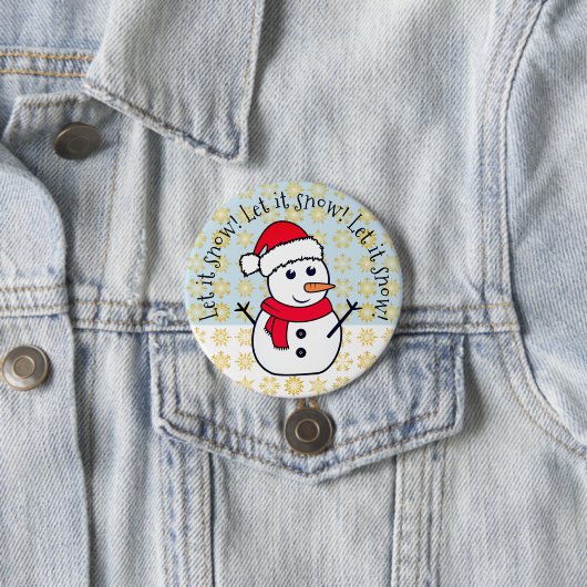 "Let it Snow" kawaii Schneemann Button (Beispiel)