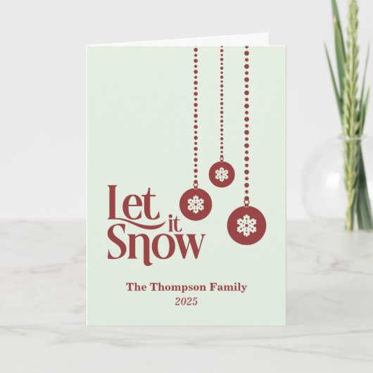 "Let it Snow" Light Green Christmas Karte (Vorderseite)