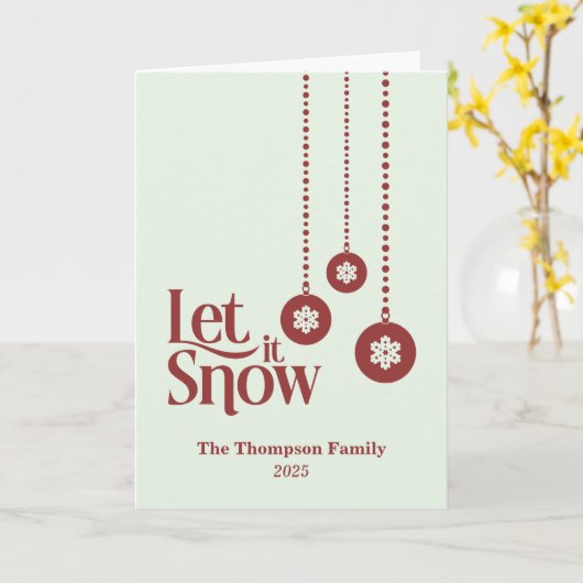 "Let it Snow" Light Green Christmas Karte (Gelbe Blume)