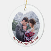 "Let it Snow" Minimalistisches Foto Gold Glitzer Keramik Ornament (Links)