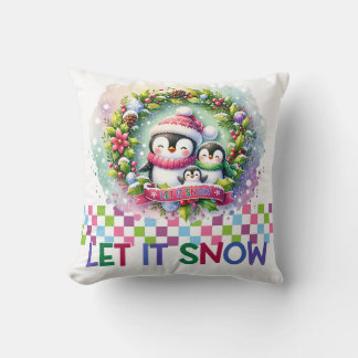Let It Snow Penguin Family Christmas Pillow Kissen