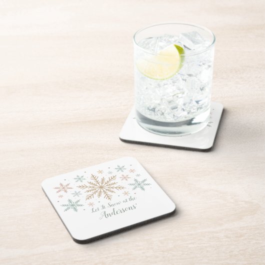 Let It Snow Personalized Christmas Getränkeuntersetzer (Rechte Seite)