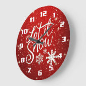 Let It Snow Red and White Christmas Große Wanduhr (Winkel)