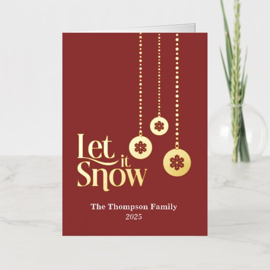 "Let it Snow" Red Foll Foil Holiday Card (Vorderseite)