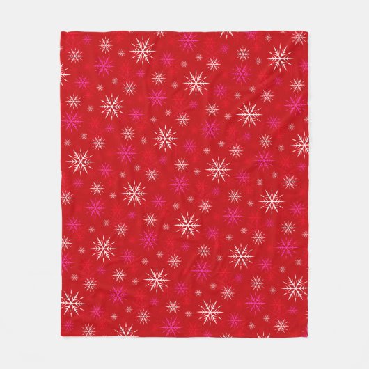 "Let it Snow" Red Snowflake Muster Fleece Blankon (Vorderseite)