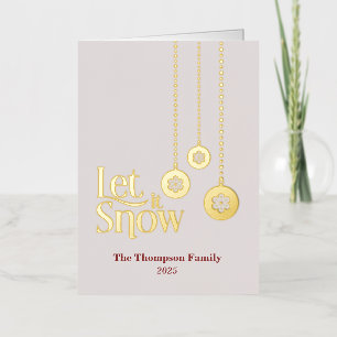 "Let it Snow" - Rosa Faltenfoil-Urlaubskarte