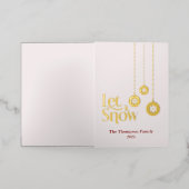 "Let it Snow" - Rosa Faltenfoil-Urlaubskarte (Äußere Ablage)