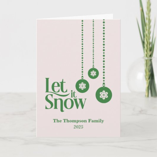 "Let it Snow" Rosa Weihnachten Karte (Vorderseite)