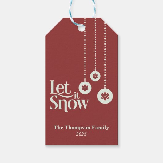 "Let it Snow" rot Geschenkanhänger (Vorderseite)