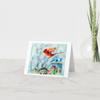 "Let it snow" small holiday card with cardinal Feiertagskarte