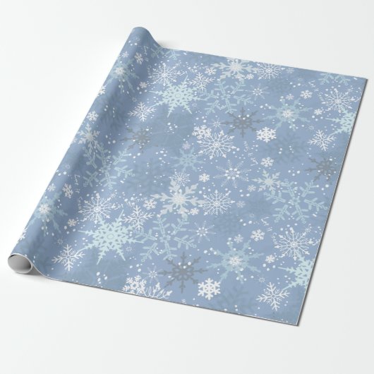 Let it Snow - Snowflakes on Cerulean Blue Geschenkpapier (Ungerollt)