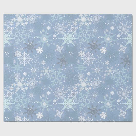 Let it Snow - Snowflakes on Cerulean Blue Geschenkpapier (Saum)